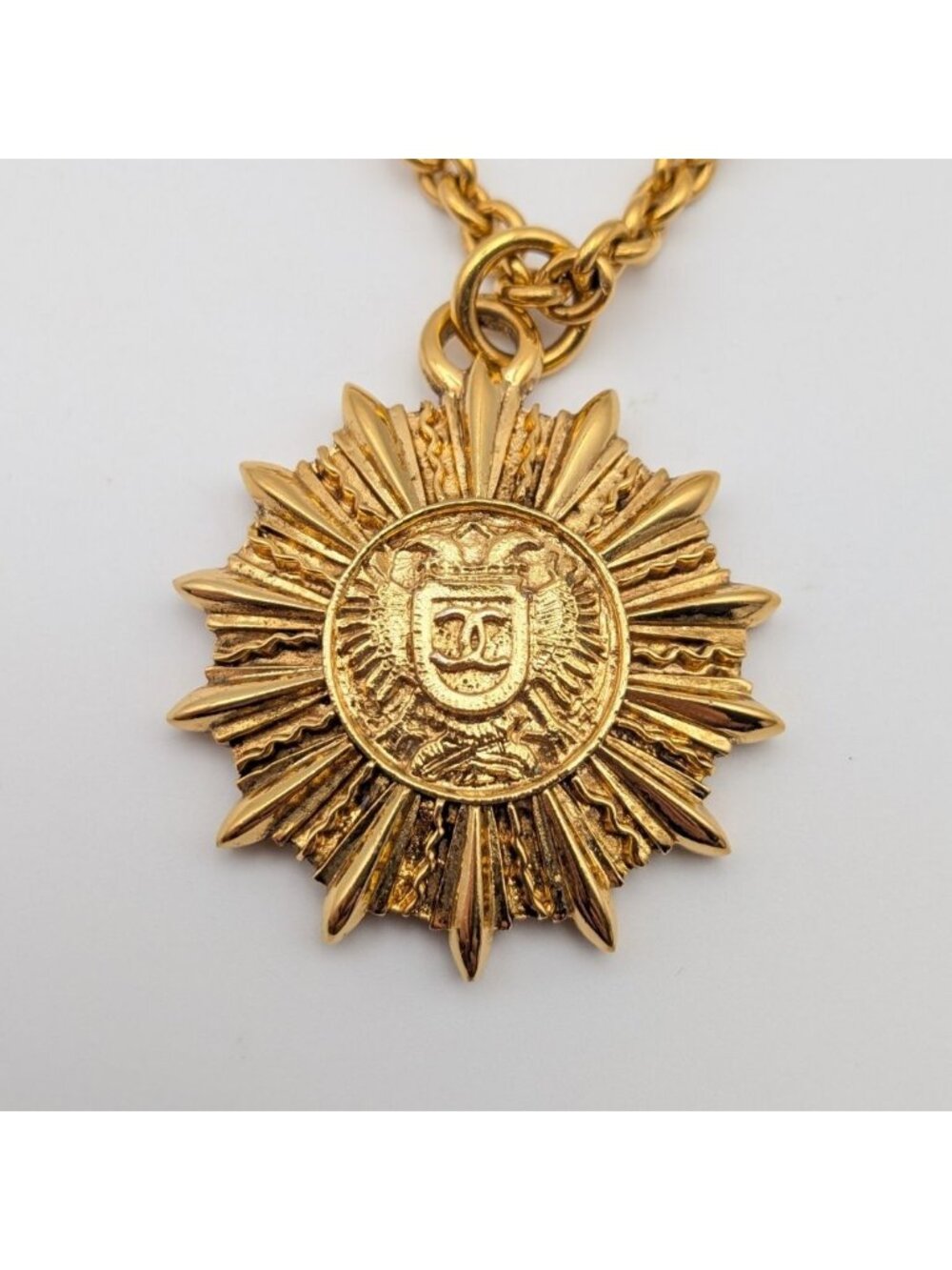 Chanel Emblem CC Logo Gold Chain Long Necklace First Era Vintage